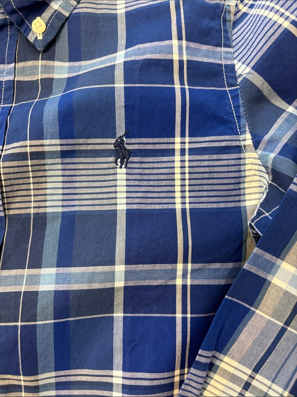 Ralph Lauren Navy and White Plaid Button-Down Shirt - size 7